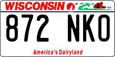 WI license plate 872NKO