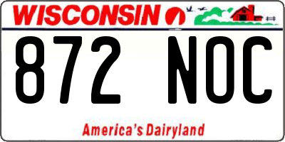 WI license plate 872NOC