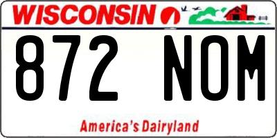 WI license plate 872NOM