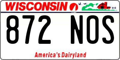 WI license plate 872NOS