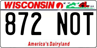 WI license plate 872NOT