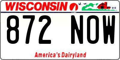 WI license plate 872NOW