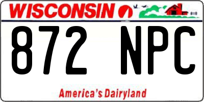 WI license plate 872NPC