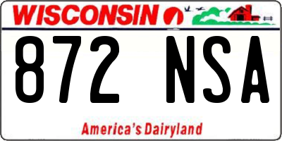 WI license plate 872NSA