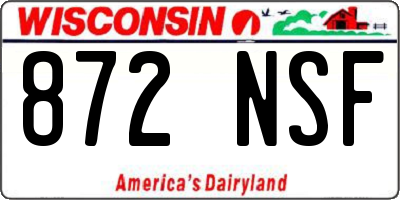 WI license plate 872NSF