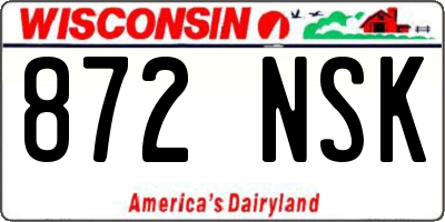WI license plate 872NSK