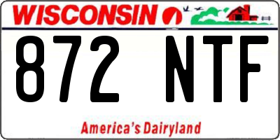 WI license plate 872NTF
