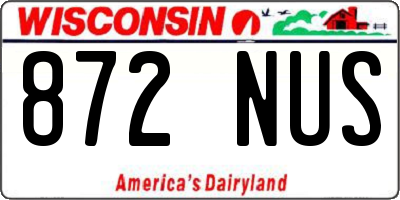 WI license plate 872NUS