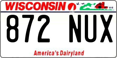 WI license plate 872NUX