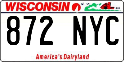 WI license plate 872NYC