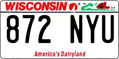 WI license plate 872NYU
