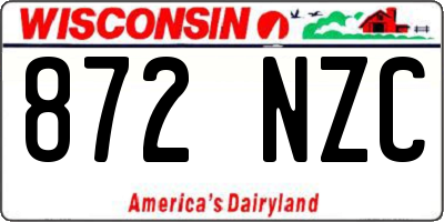 WI license plate 872NZC
