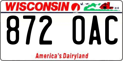 WI license plate 872OAC