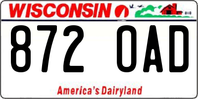 WI license plate 872OAD