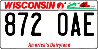 WI license plate 872OAE