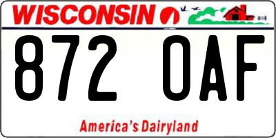 WI license plate 872OAF