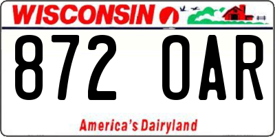 WI license plate 872OAR