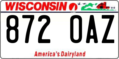 WI license plate 872OAZ