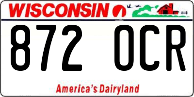 WI license plate 872OCR