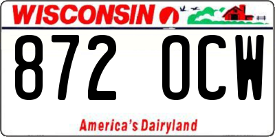 WI license plate 872OCW