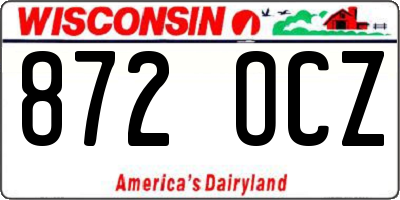 WI license plate 872OCZ