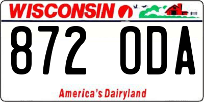 WI license plate 872ODA