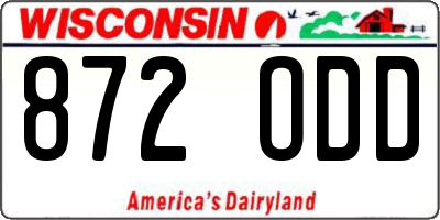 WI license plate 872ODD