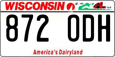 WI license plate 872ODH