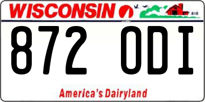 WI license plate 872ODI