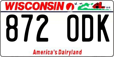WI license plate 872ODK