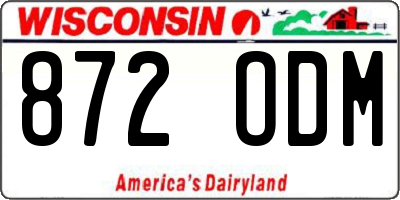 WI license plate 872ODM