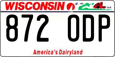 WI license plate 872ODP