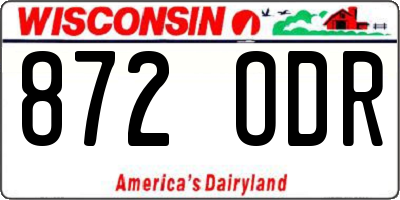 WI license plate 872ODR