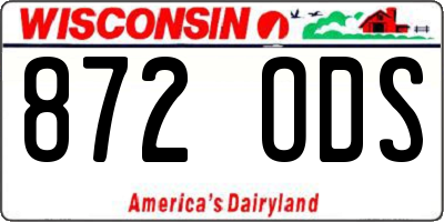 WI license plate 872ODS