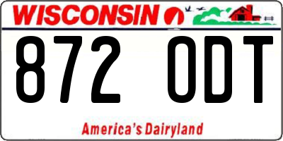 WI license plate 872ODT