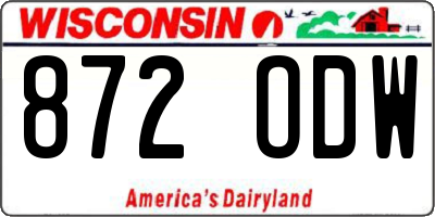 WI license plate 872ODW