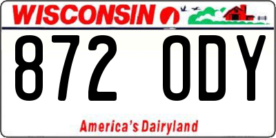 WI license plate 872ODY