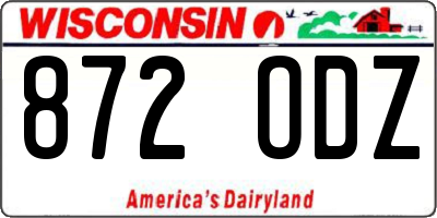 WI license plate 872ODZ