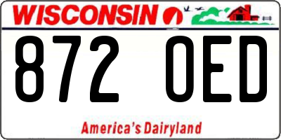 WI license plate 872OED