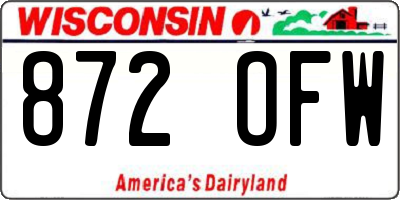 WI license plate 872OFW