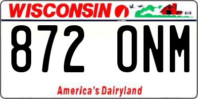 WI license plate 872ONM