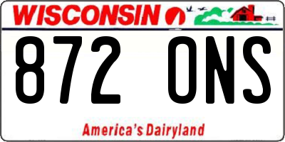 WI license plate 872ONS