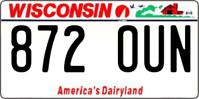 WI license plate 872OUN