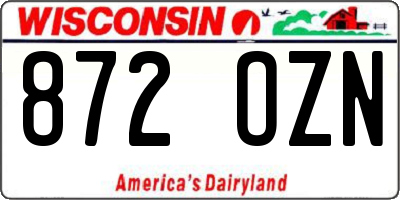 WI license plate 872OZN
