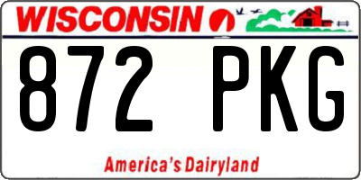 WI license plate 872PKG