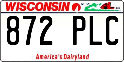 WI license plate 872PLC