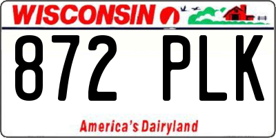 WI license plate 872PLK