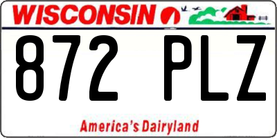 WI license plate 872PLZ