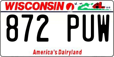 WI license plate 872PUW