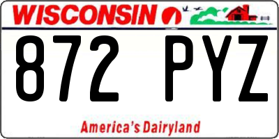 WI license plate 872PYZ